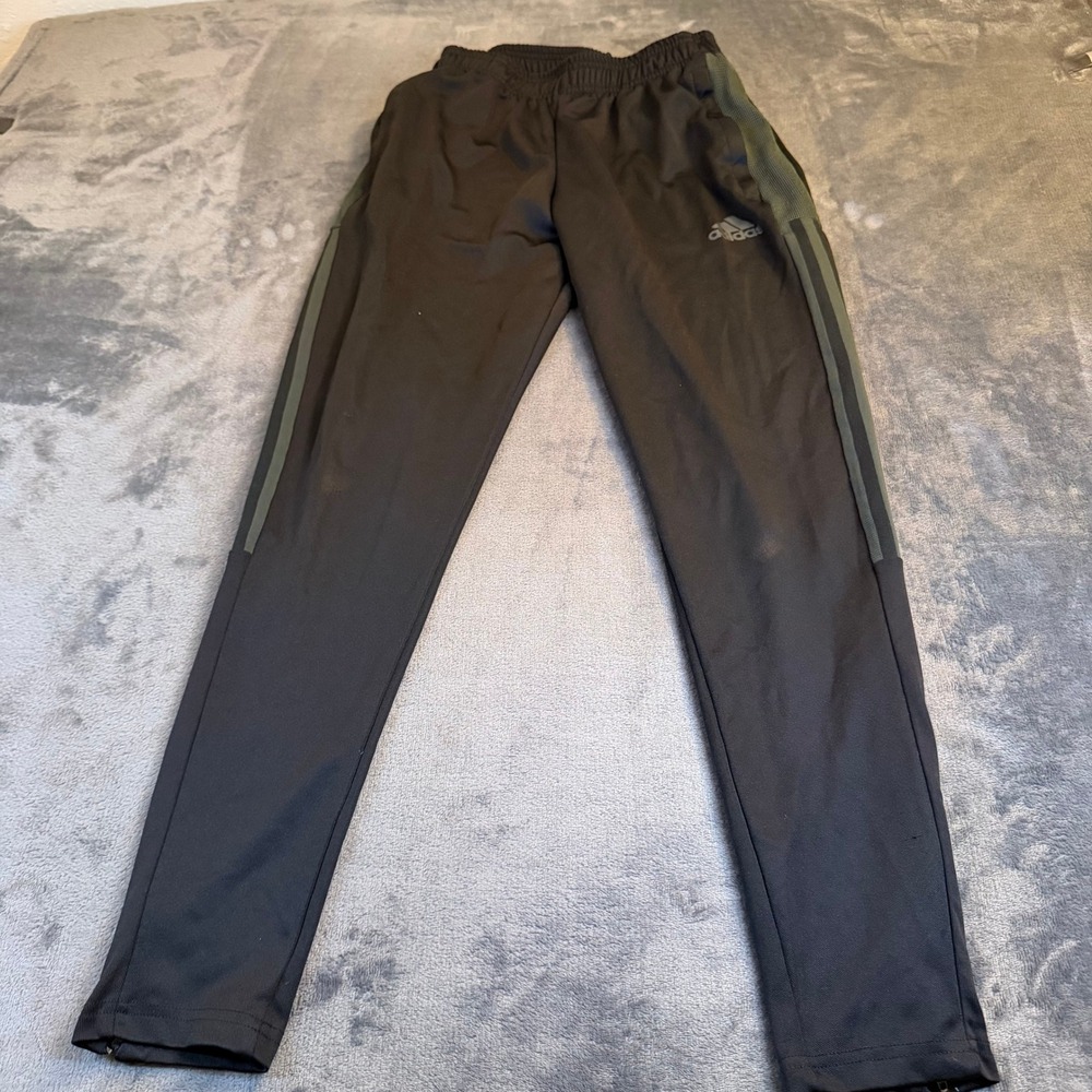 Adidas Tiro Track Pants Black Green Athletic Joggers‎ Mens Small 25x28"